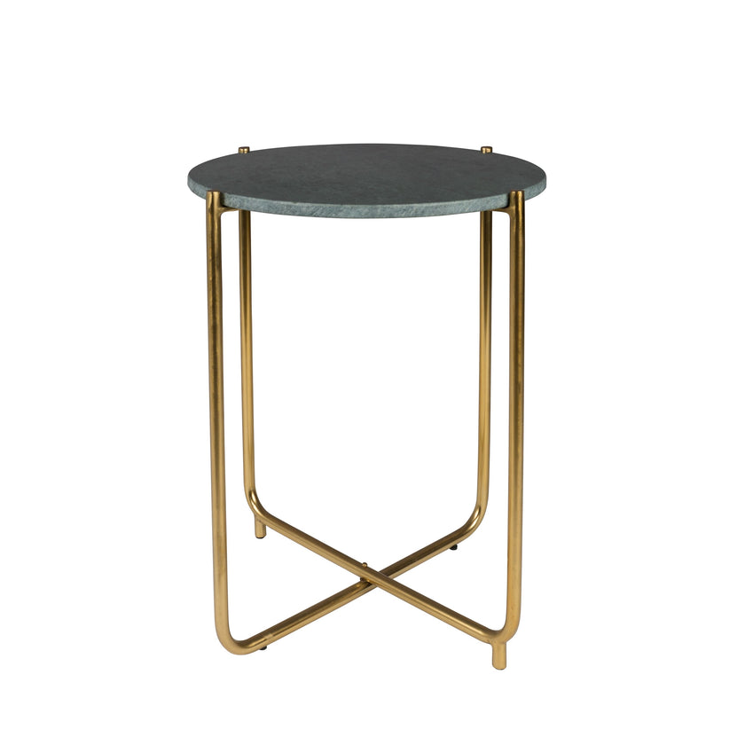 Timpa Bijzettafel Marmer Rond 44x44 cm Groen/ Goud
