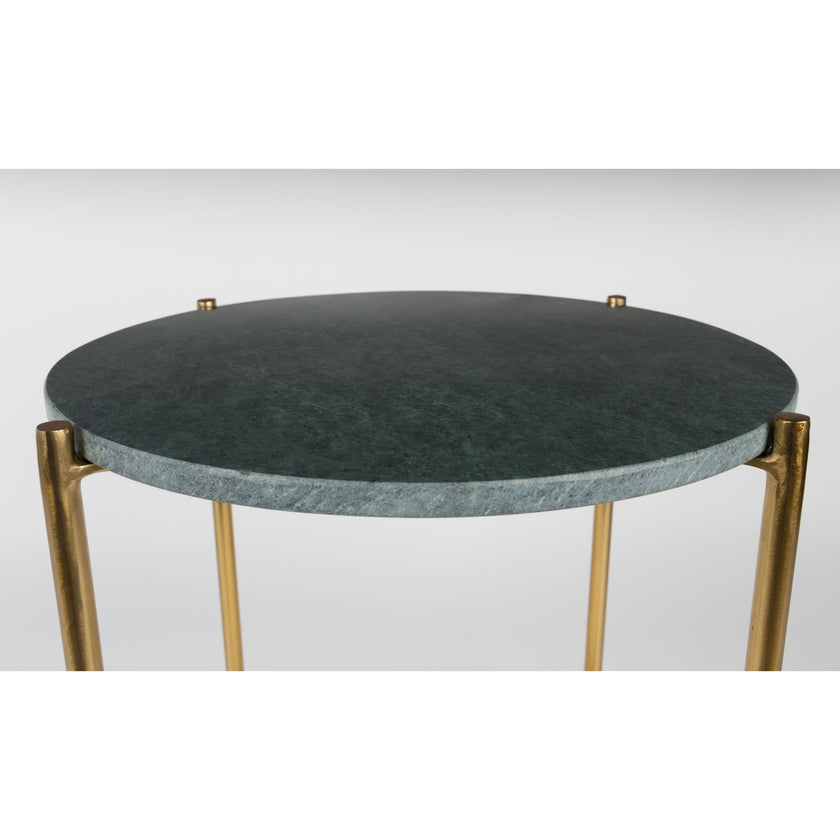 Timpa Bijzettafel Marmer Rond 44x44 cm Groen/ Goud