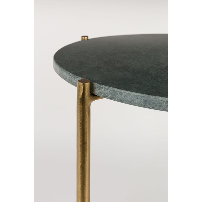 Timpa Bijzettafel Marmer Rond 44x44 cm Groen/ Goud