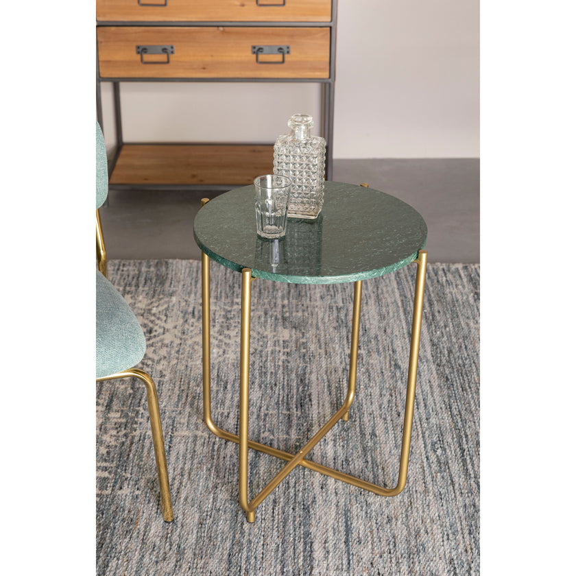 Timpa Bijzettafel Marmer Rond 44x44 cm Groen/ Goud