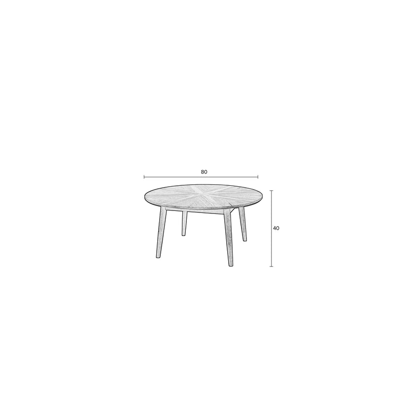 Fabio Salontafel Rond Hout 80x80 cm Naturel