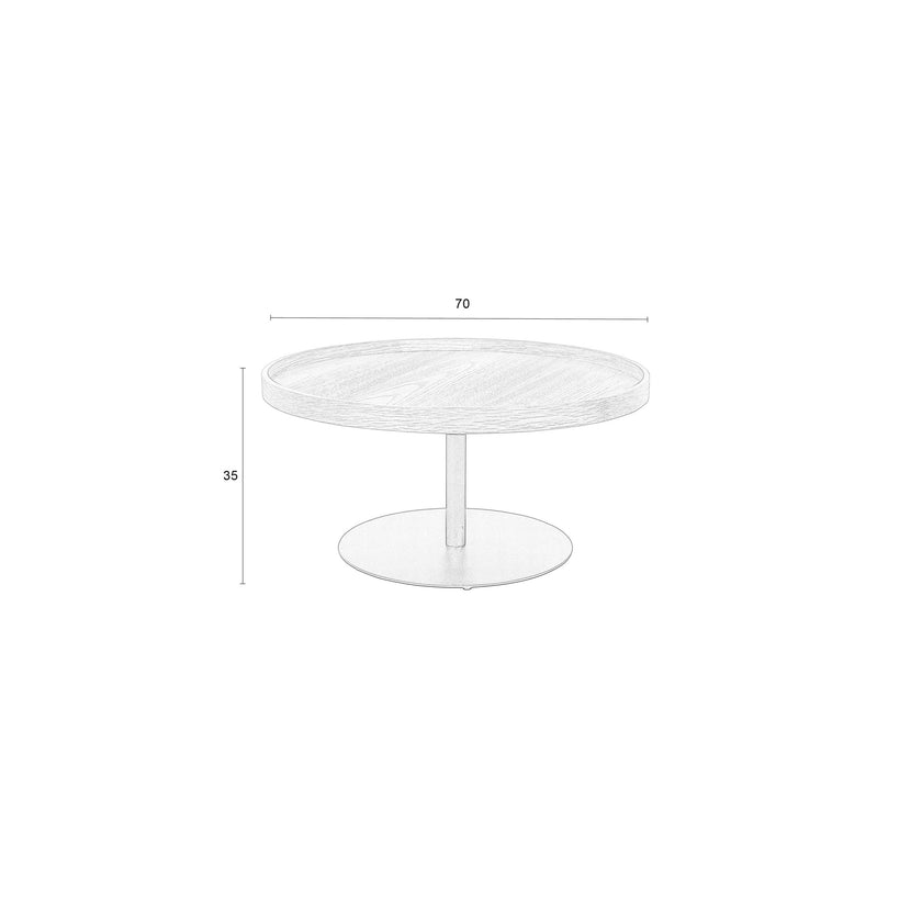 Yuri Bijzettafel Rond Hout 70x70 cm (L) Eiken