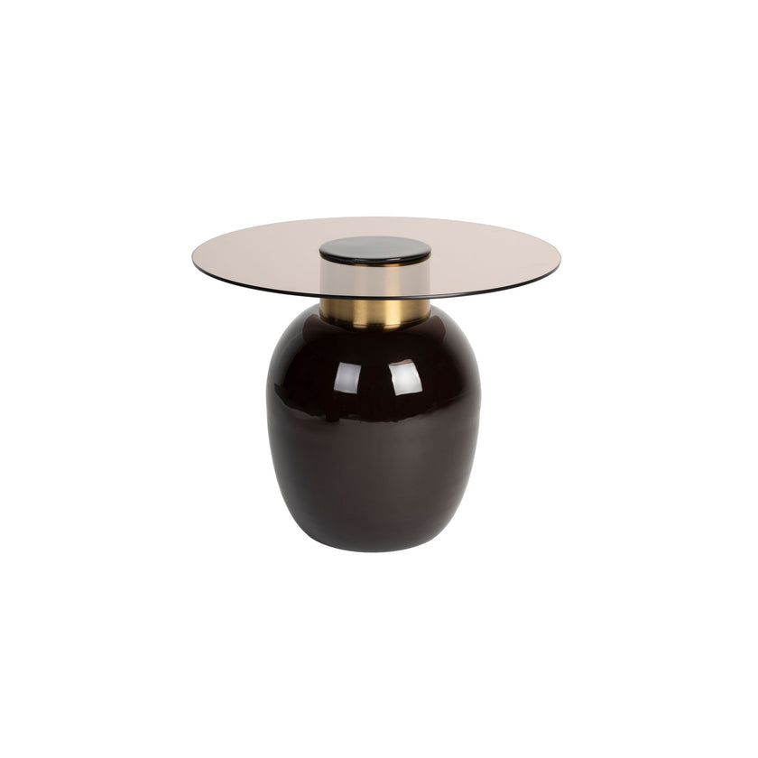 Mohra Bijzettafel Glas/ Metaal 50x50 cm (S) - Beige/ Zwart