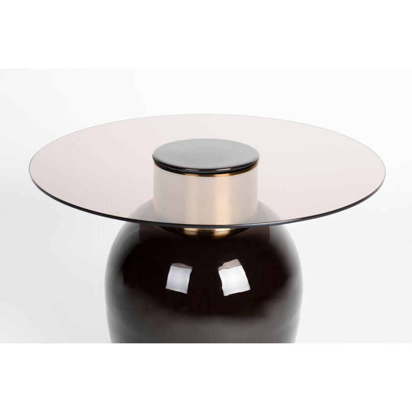 Mohra Bijzettafel Glas/ Metaal 50x50 cm (S) - Beige/ Zwart