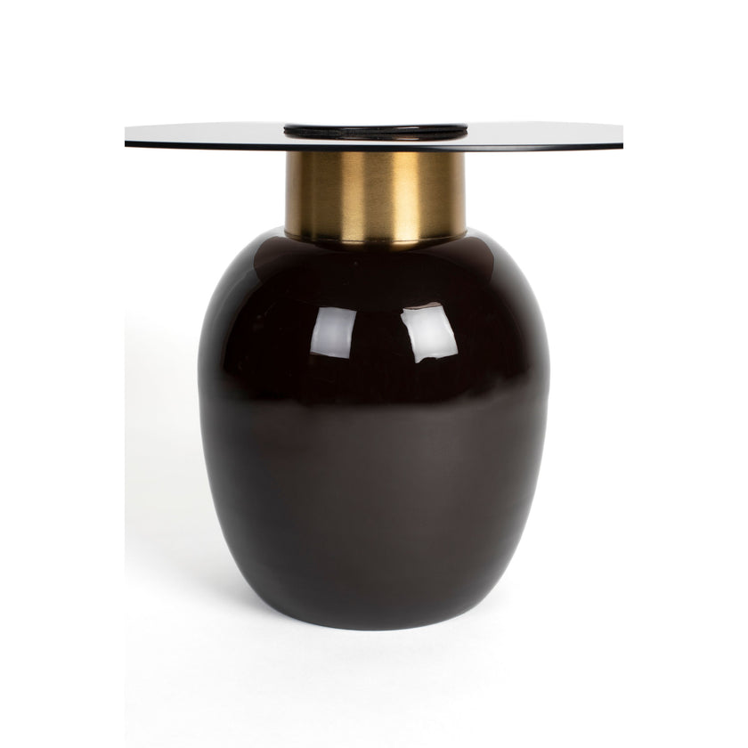 Mohra Bijzettafel Glas/ Metaal 50x50 cm (S) - Beige/ Zwart