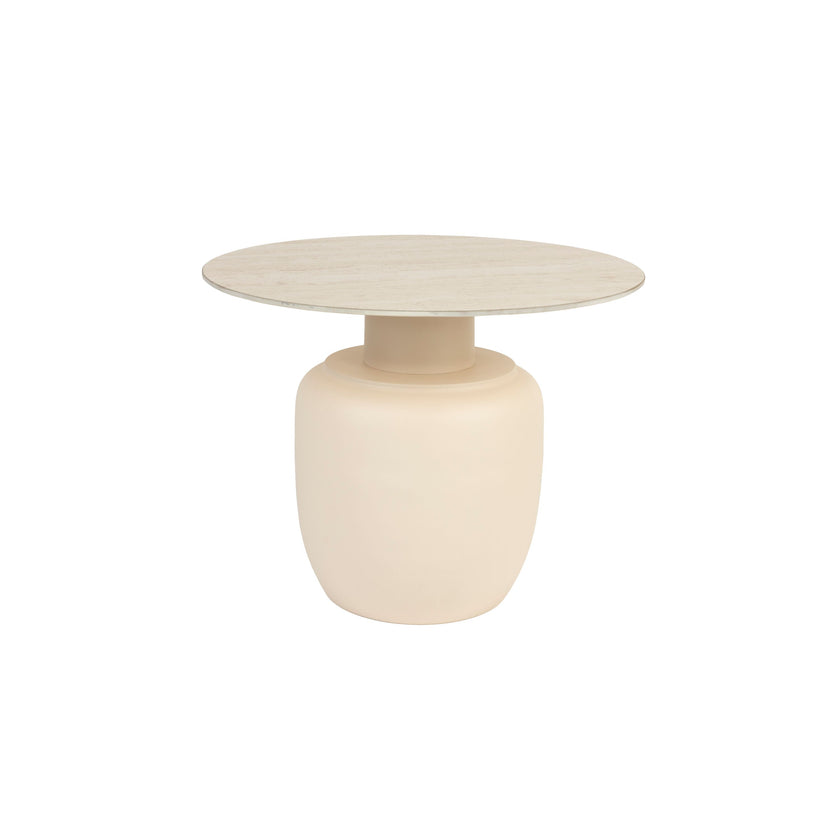 Karula Bijzettafel Travetin-Look 60x60 cm Hoog Beige