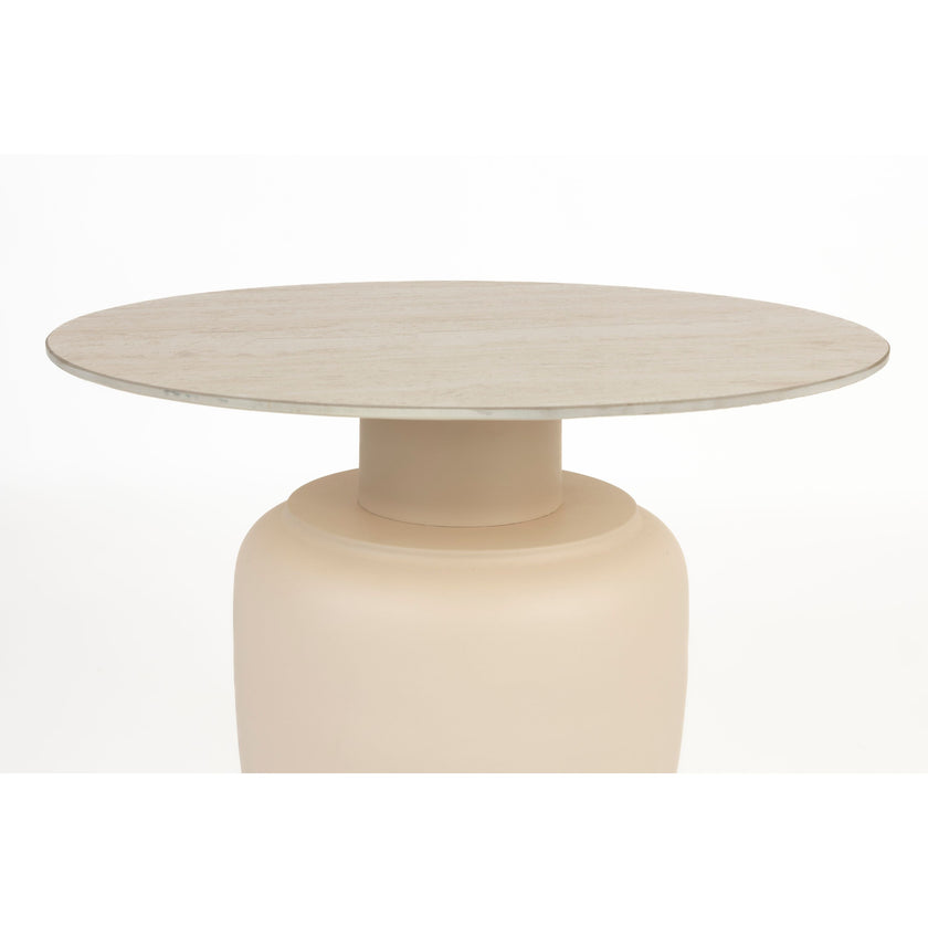 Karula Bijzettafel Travetin-Look 60x60 cm Hoog Beige