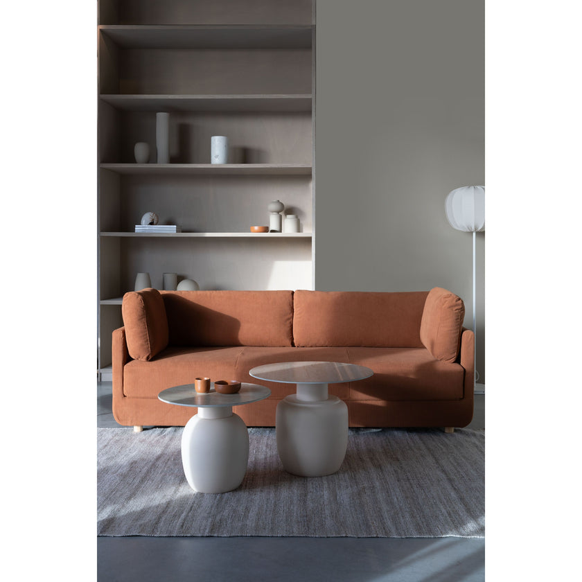 Karula Bijzettafel Travetin-Look 60x60 cm Hoog Beige