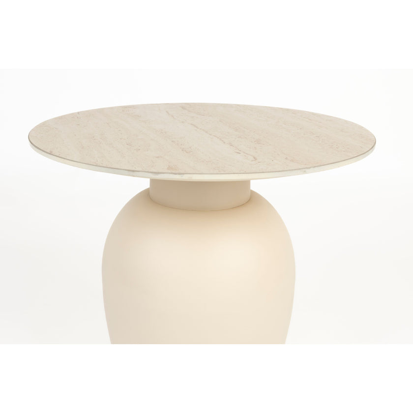 Karula Bijzettafel Travetin-Look 50x50 cm Laag Beige