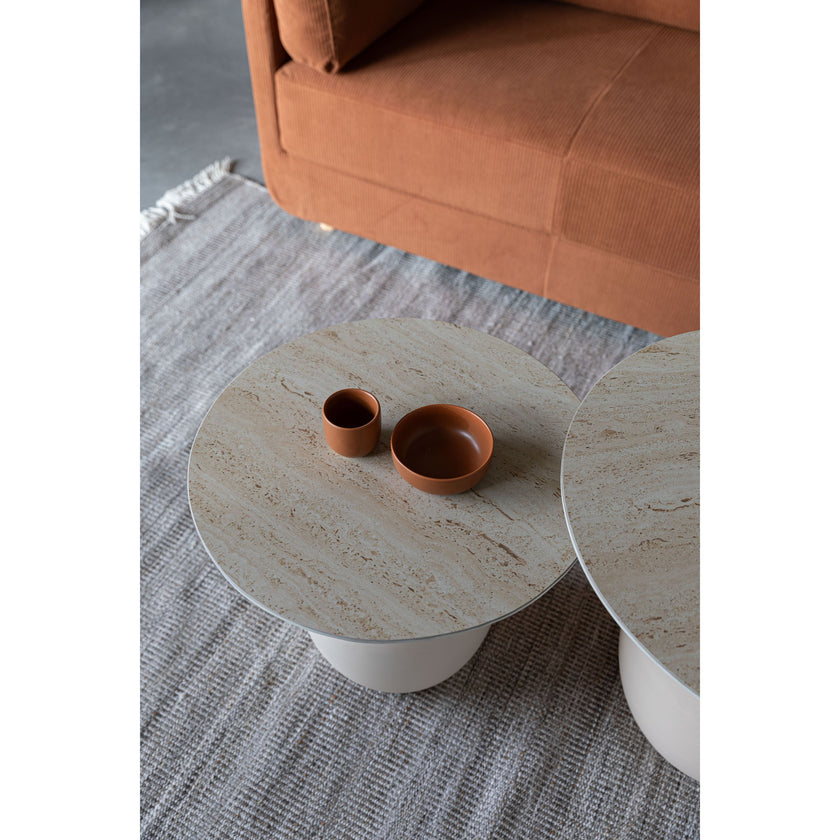 Karula Bijzettafel Travetin-Look 50x50 cm Laag Beige