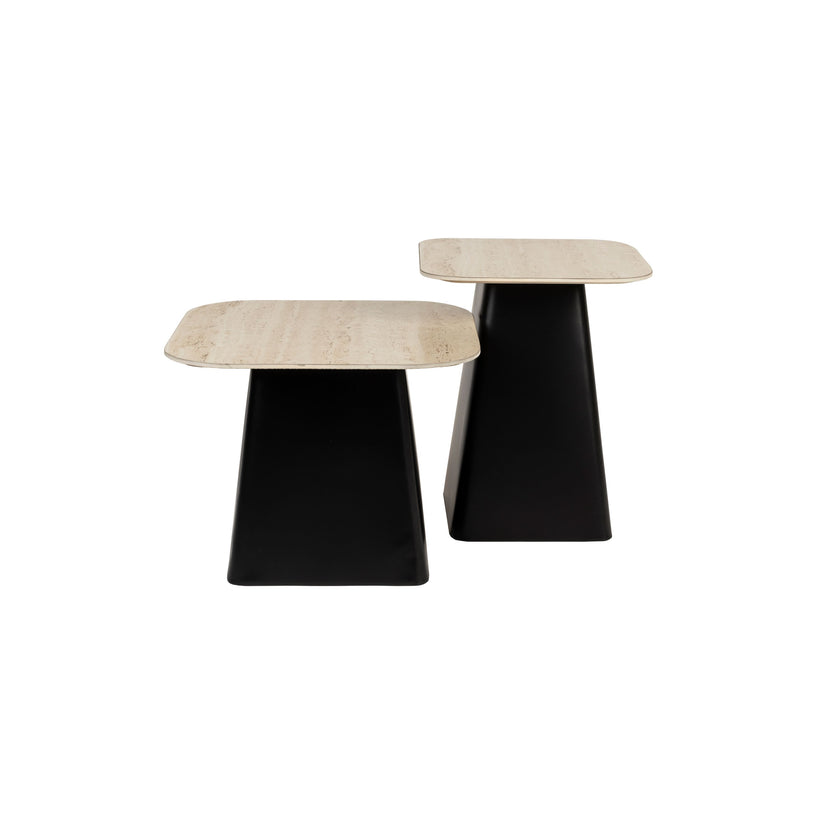 Baru Bijzettafel Travetin-Look Set van 2