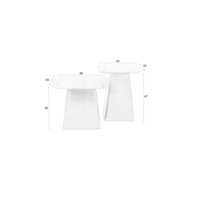 Baru Bijzettafel Travetin-Look Set van 2