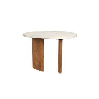 Tanda Bijzettafel Marmer/ Hout 56x37 cm Beige