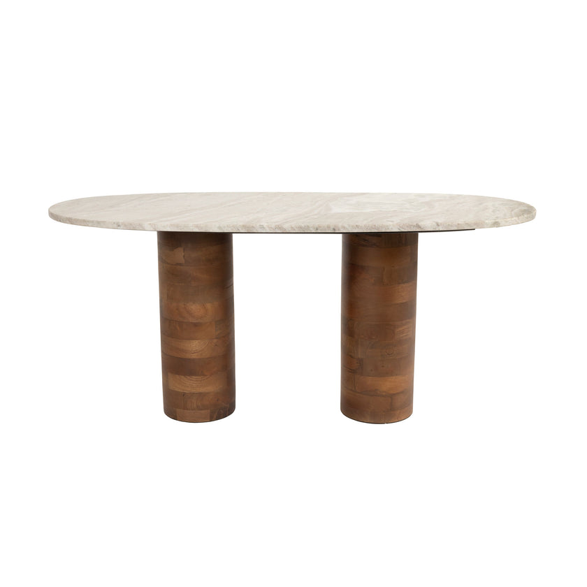 Kouk Salontafel Marmer/ Hout 100x40 cm Beige