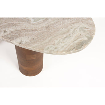 Kouk Salontafel Marmer/ Hout 100x40 cm Beige