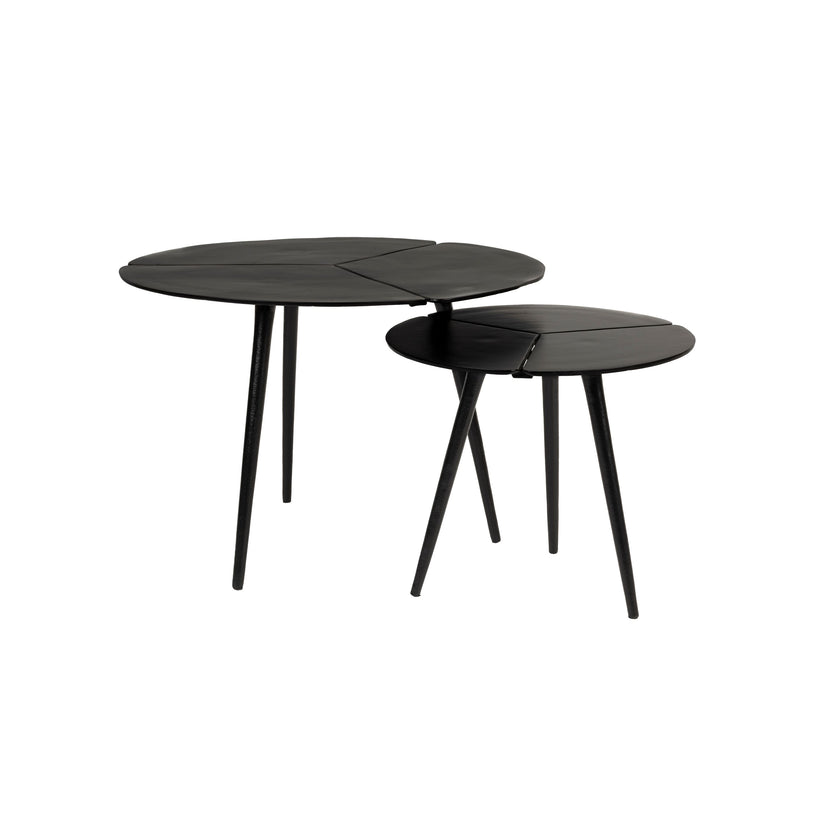 Kourdeboer Bijzettafel Rond Aluminium Zwart - Set van 2