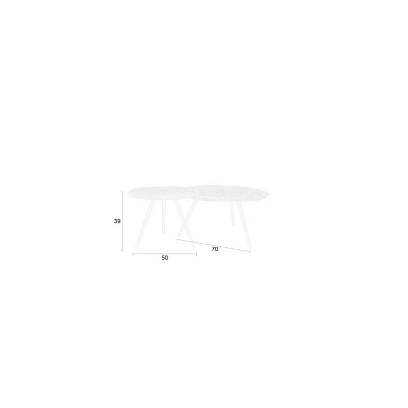 Webster Salontafel en Bijzettafel Rond Teak Hout Bruin - Set van 2