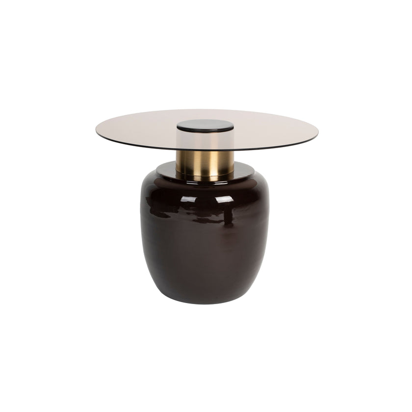 Mohra Bijzettafel Glas/ Metaal 59x59 cm (L) - Beige/ Zwart
