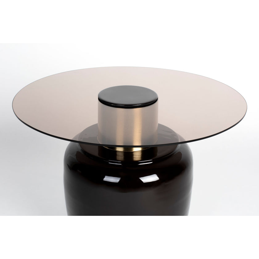 Mohra Bijzettafel Glas/ Metaal 59x59 cm (L) - Beige/ Zwart