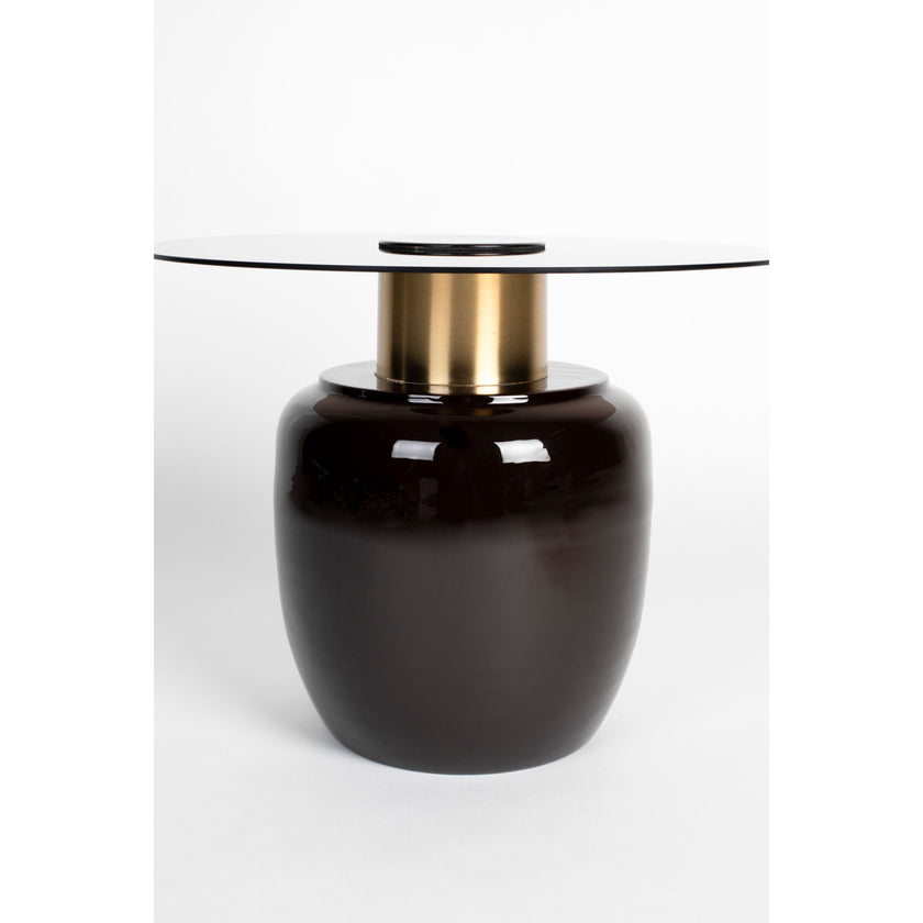Mohra Bijzettafel Glas/ Metaal 59x59 cm (L) - Beige/ Zwart