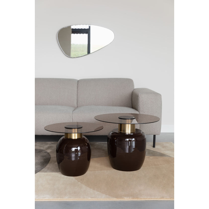 Mohra Bijzettafel Glas/ Metaal 59x59 cm (L) - Beige/ Zwart