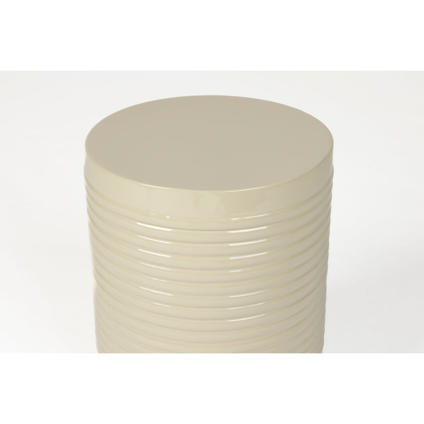 Sven Bijzettafel Rond Metaal 25x25 (S) cm Ivoor/ Wit