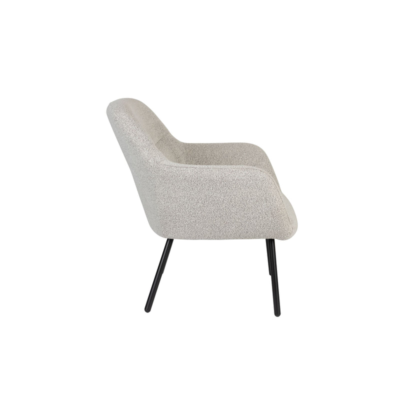 Dude Loungestoel/ Fauteuil Bouclé stof Beige/ Wit