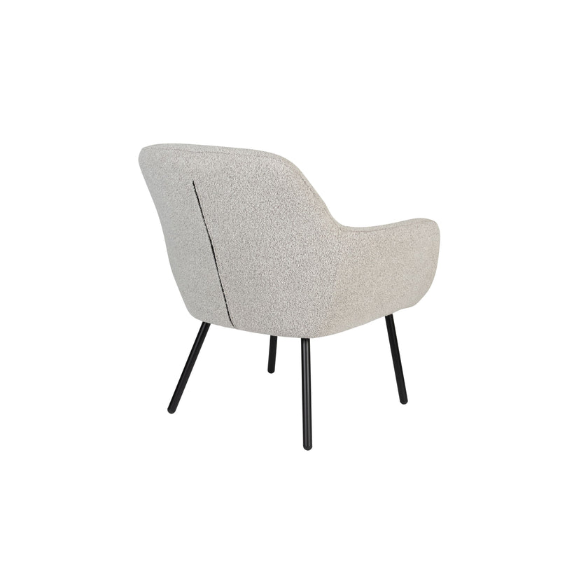Dude Loungestoel/ Fauteuil Bouclé stof Beige/ Wit