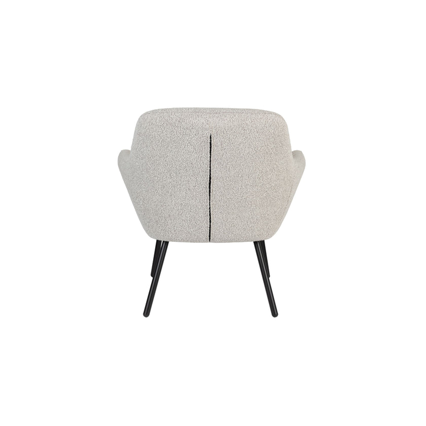 Dude Loungestoel/ Fauteuil Bouclé stof Beige/ Wit