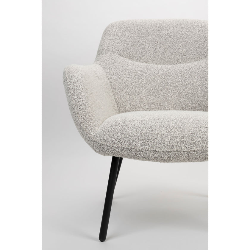 Dude Loungestoel/ Fauteuil Bouclé stof Beige/ Wit