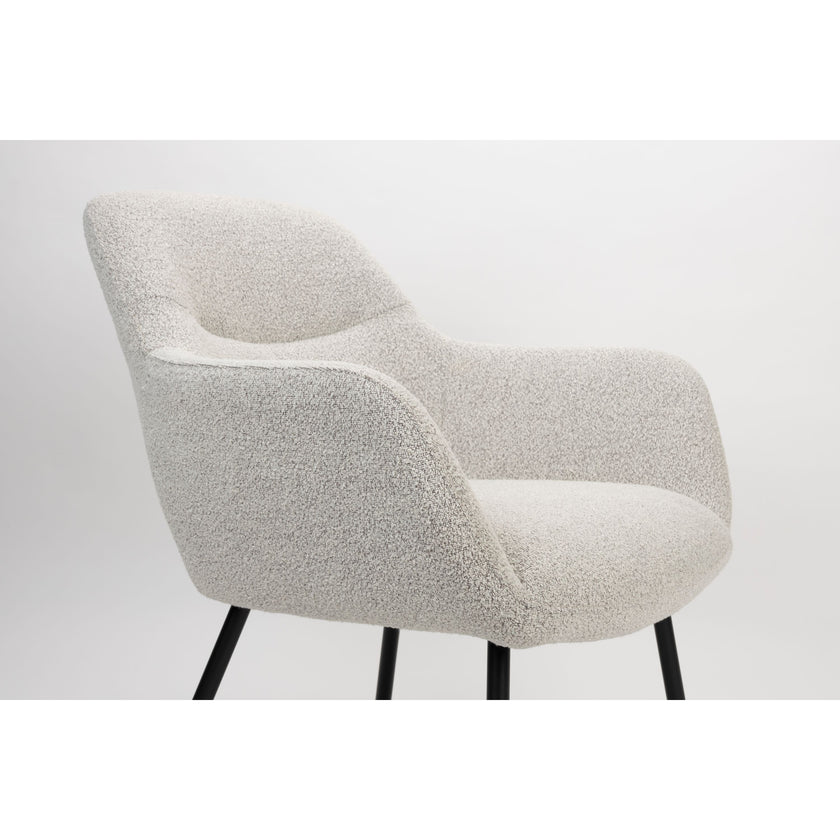 Dude Loungestoel/ Fauteuil Bouclé stof Beige/ Wit