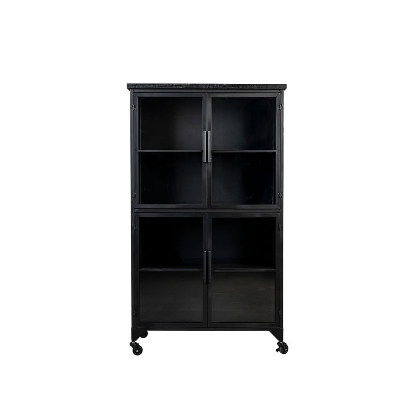 Ferre Kast op wieltjes Hoog Hout/ Metaal Zwart