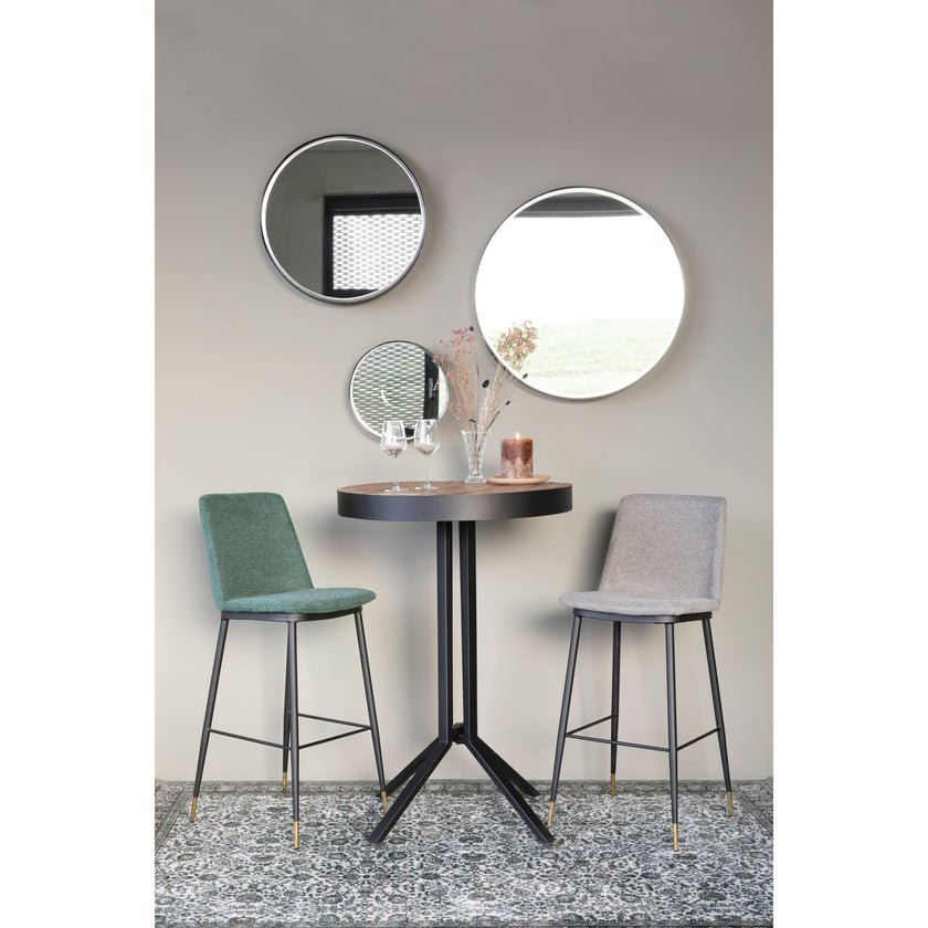 Raj Spiegel/ Wandspiegel/ Badkamerspiegel Rond Metaal 75x75 cm Zwart